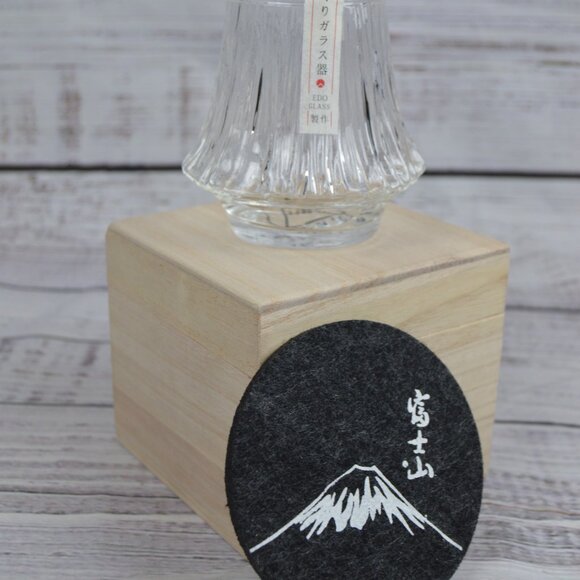 Edo Kiriko Glass Whiskey Glass Drinkware Stars 7.4 oz Coaster & Box NEW - Picture 13 of 16